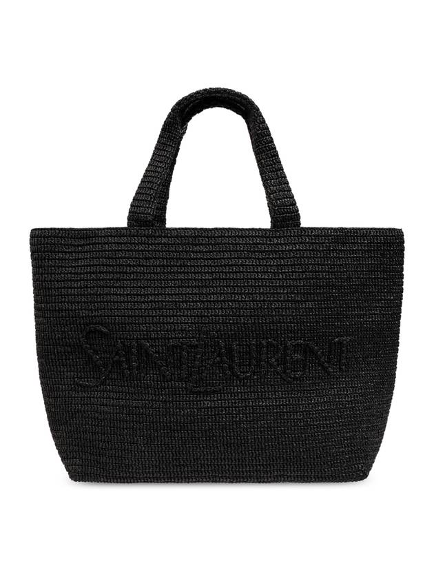 Luxury Saint Laurent Raffia Tote Bag Black