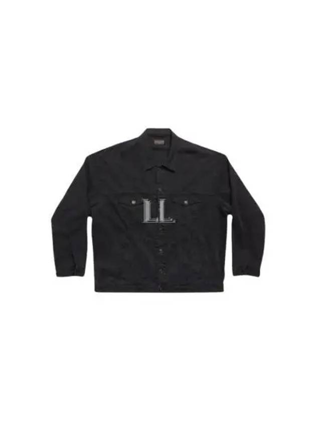 Luxury Balenciaga Back Taped Denim Jacket Black