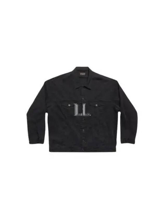 Luxury Balenciaga Back Taped Denim Jacket Black