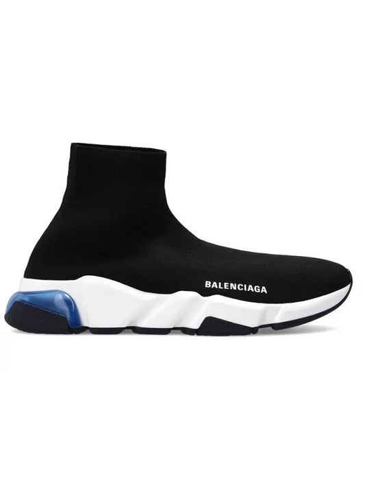 Luxury Balenciaga Speed Trainer Clear Sole High Top Sneakers  Blue Black