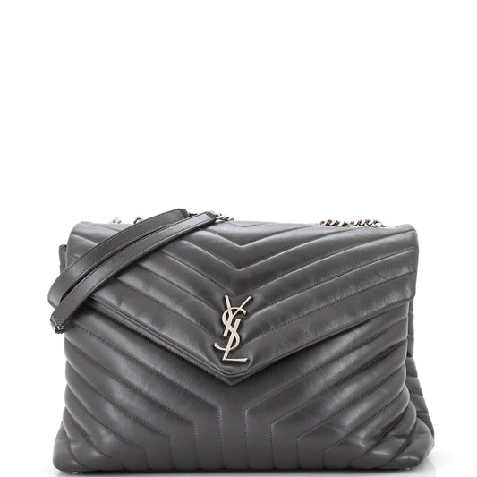 Luxury Saint Laurent Loulou Shoulder Bag Matelasse Chevron Leather Large