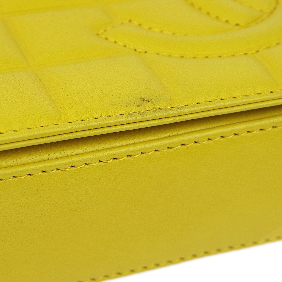 Chanel Beige Yellow Lambskin Choco Bar Shoulder Bag