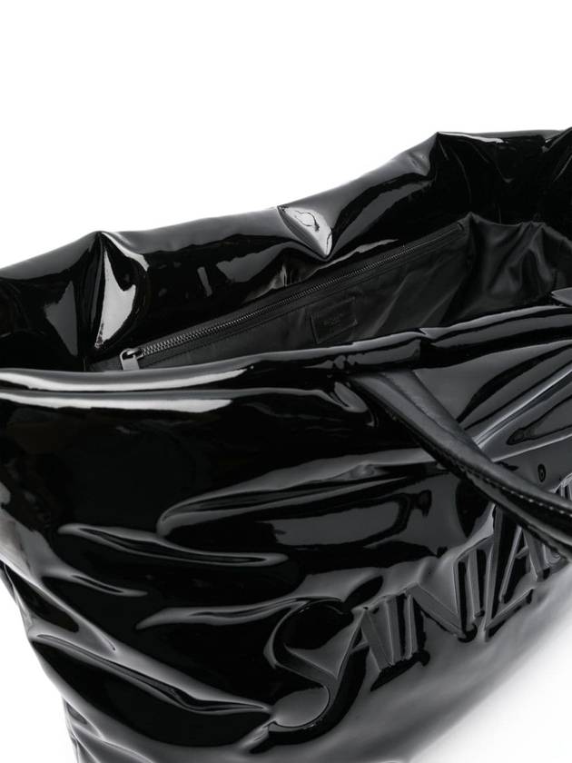 Luxury Saint Laurent Maxi Patent Canvas Tote Bag Black