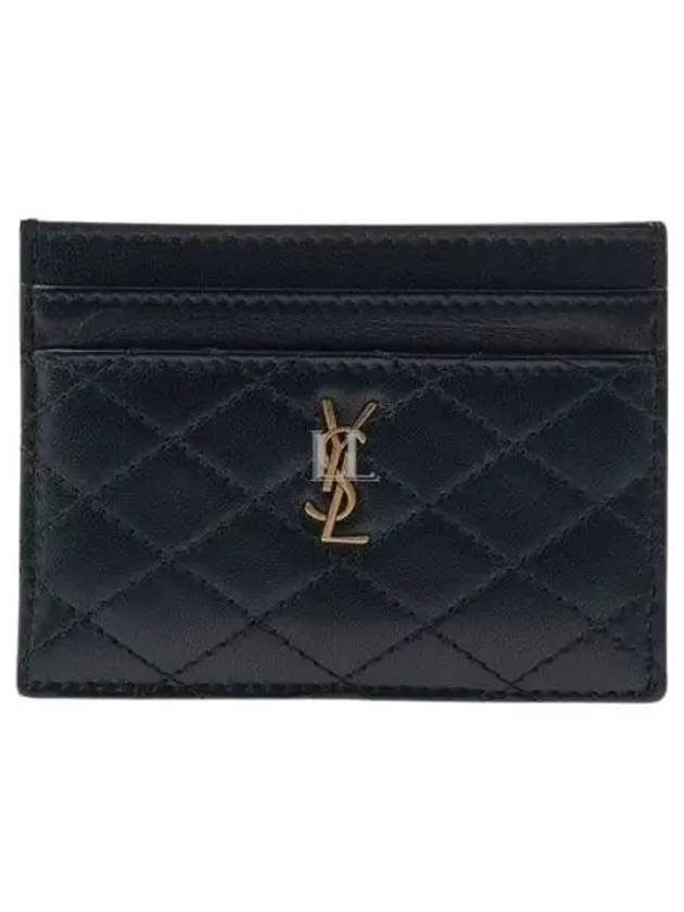 Luxury Saint Laurent Gabi Quilted Lambskin Card Wallet Black
