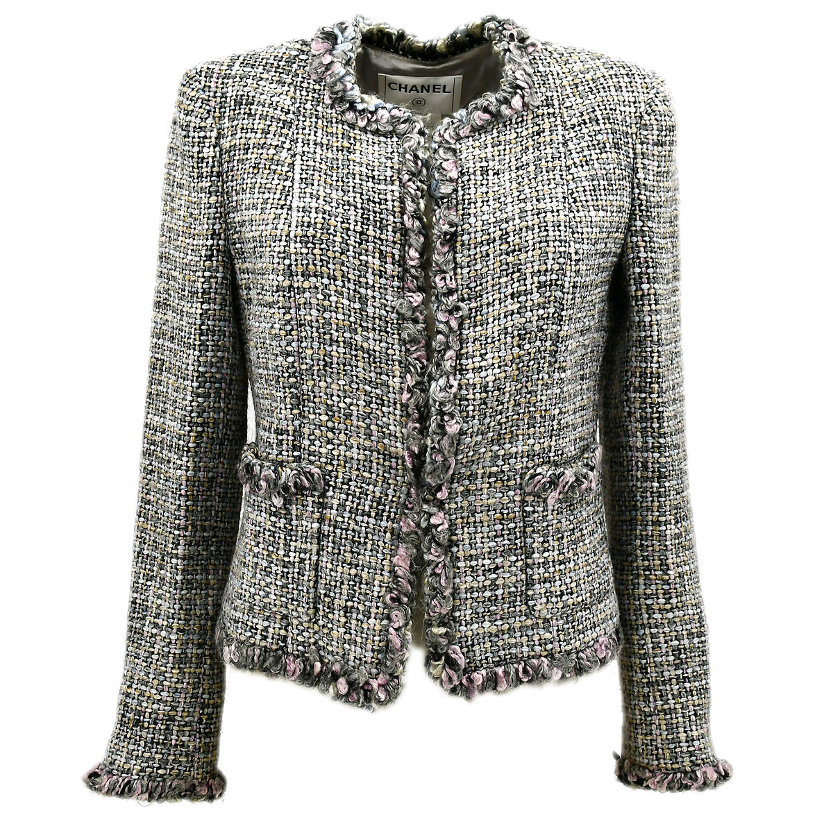 Luxury Chanel Fall 2003 Collarless Tweed Jacket #36