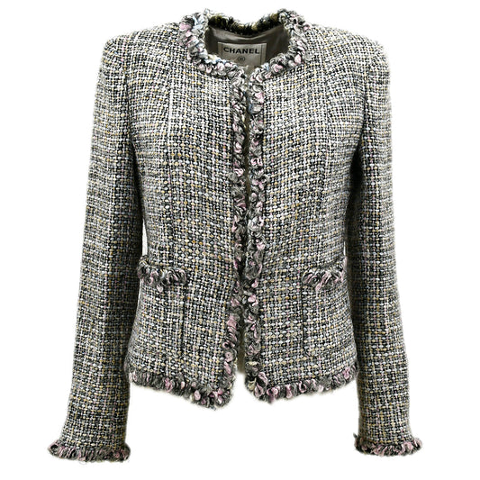 Luxury Chanel Fall 2003 Collarless Tweed Jacket #36