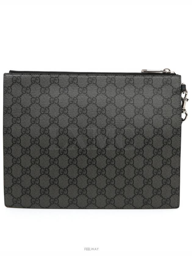 Luxury Gucci Trending 2025 GG Supreme Canvas Zipper Clutch Bag Gray Strap 768374
