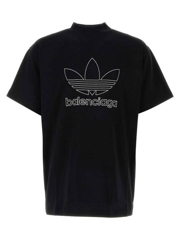 Luxury Balenciaga Logo Printing Oversized Short Sleeve T-Shirt Black