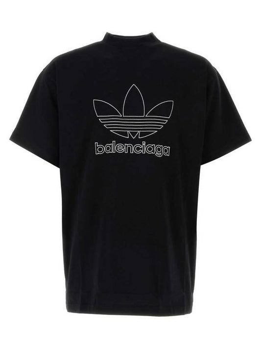 Luxury Balenciaga Logo Printing Oversized Short Sleeve T-Shirt Black