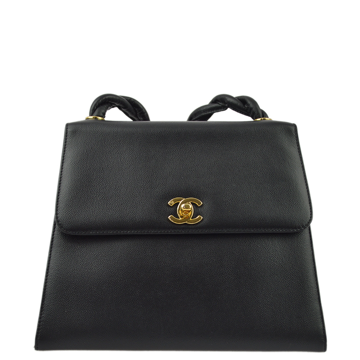 Luxury Chanel Black Caviar Braided Shoulder Bag