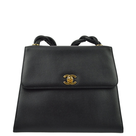Luxury Chanel Black Caviar Braided Shoulder Bag