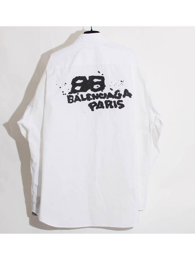 Luxury Balenciaga Hand Drawn BB Overfit Long Sleeve Shirt White