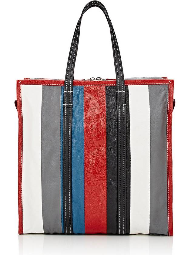 Luxury Balenciaga Bazar Striped Shopper Medium Tote Bag