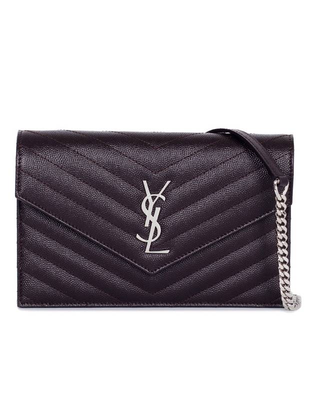 Luxury Saint Laurent Monogram Matelasse Envelope Chain Cross Bag Dark Brown