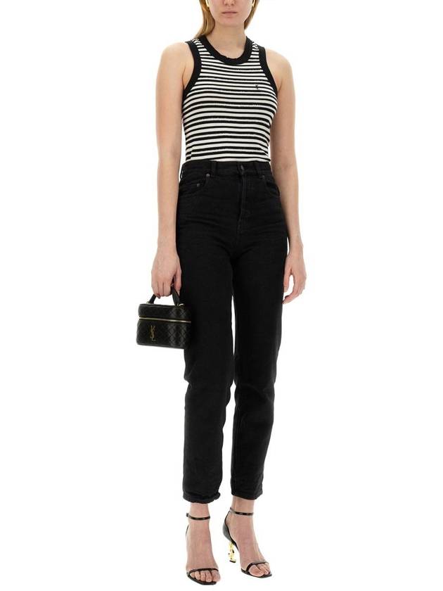 Luxury Saint Laurent Vanessa Denim Straight Jeans Black