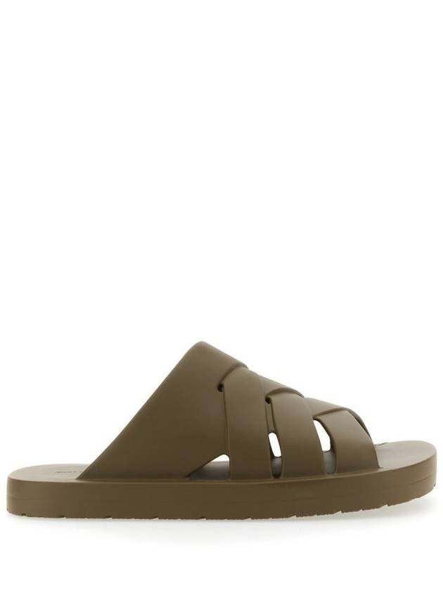 Luxury Bottega Veneta Flintston Intrecciato Matte Rubber Sandals Solid