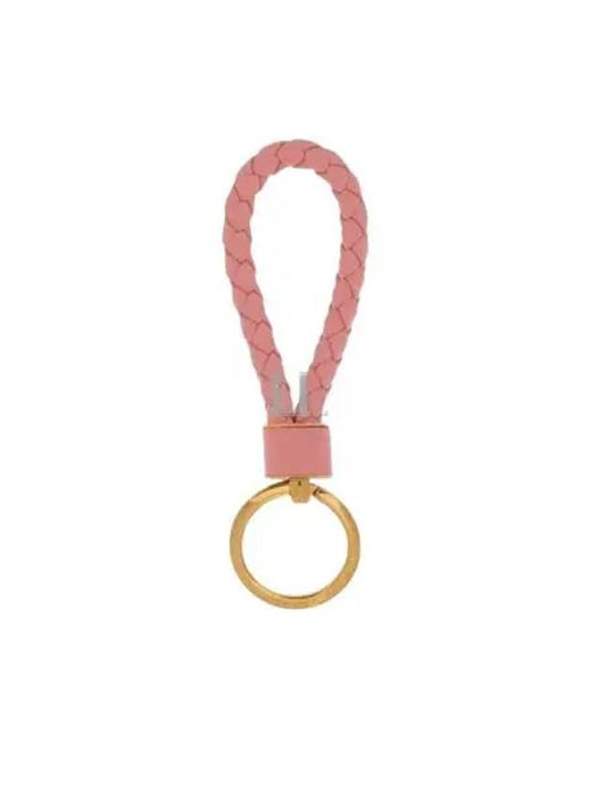 Luxury Bottega Veneta Intrecciato Lambskin Key Holder Pink