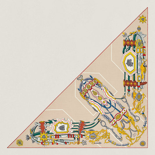 Hermes Brides et Destin Giant Triangle Scarf 94x188cm Cashmere Silk