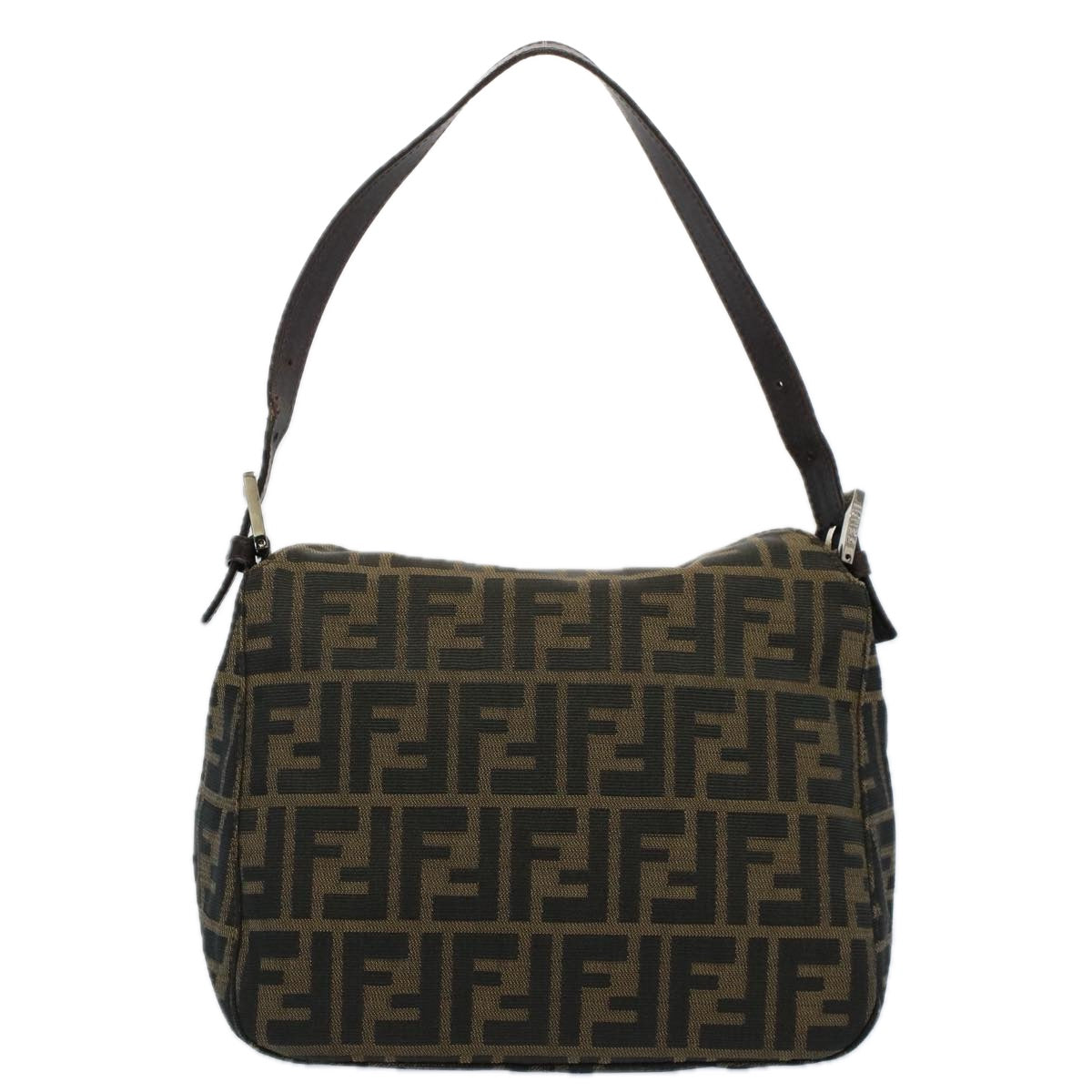 Luxury FendiZucca Canvas Mamma Baguette Shoulder Bag Black Brownbs10105