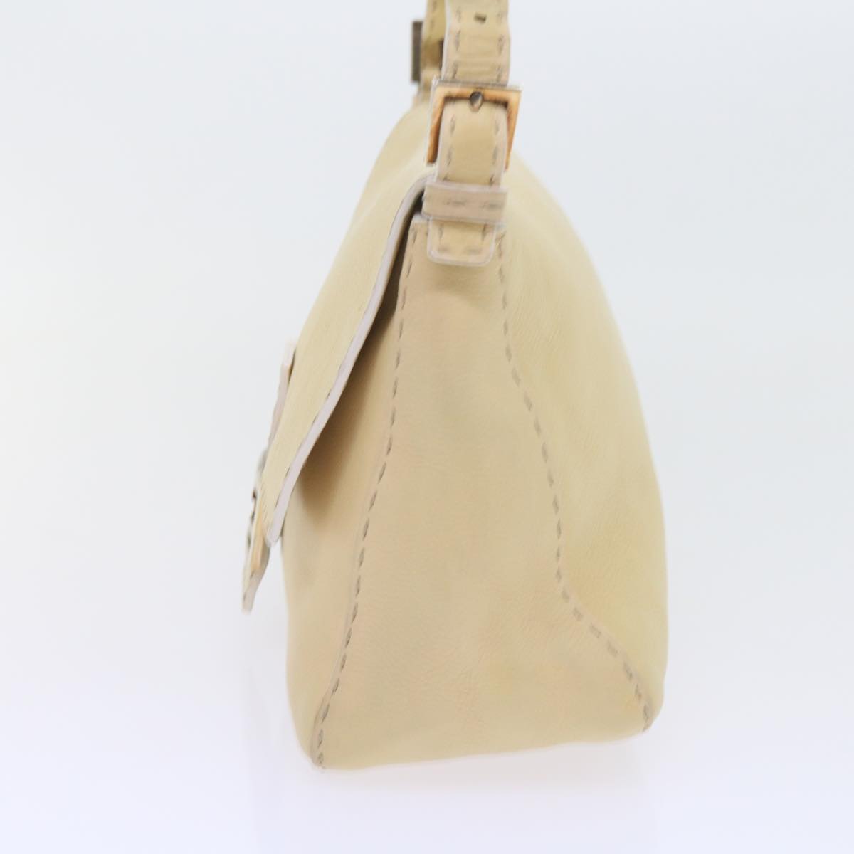 Luxury FendiMamma Baguette Shoulder Bag Leather Beigebs10191