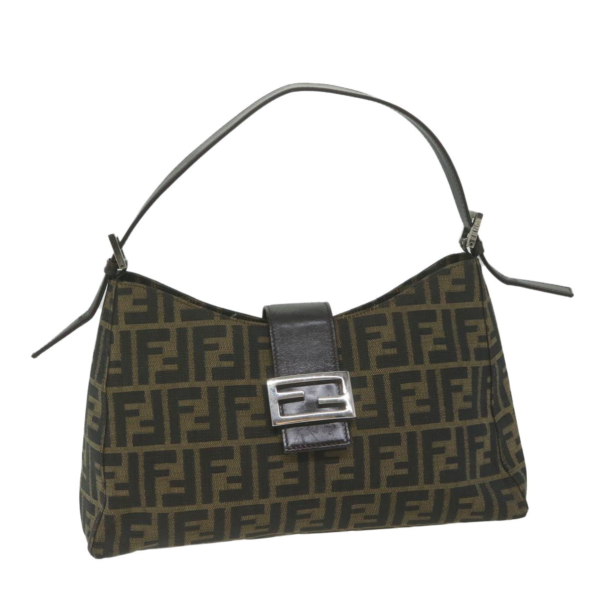 Luxury FendiZucca Canvas Mamma Baguette Shoulder Bag Brownbs10329