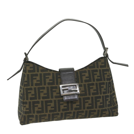 Luxury FendiZucca Canvas Mamma Baguette Shoulder Bag Brownbs10329