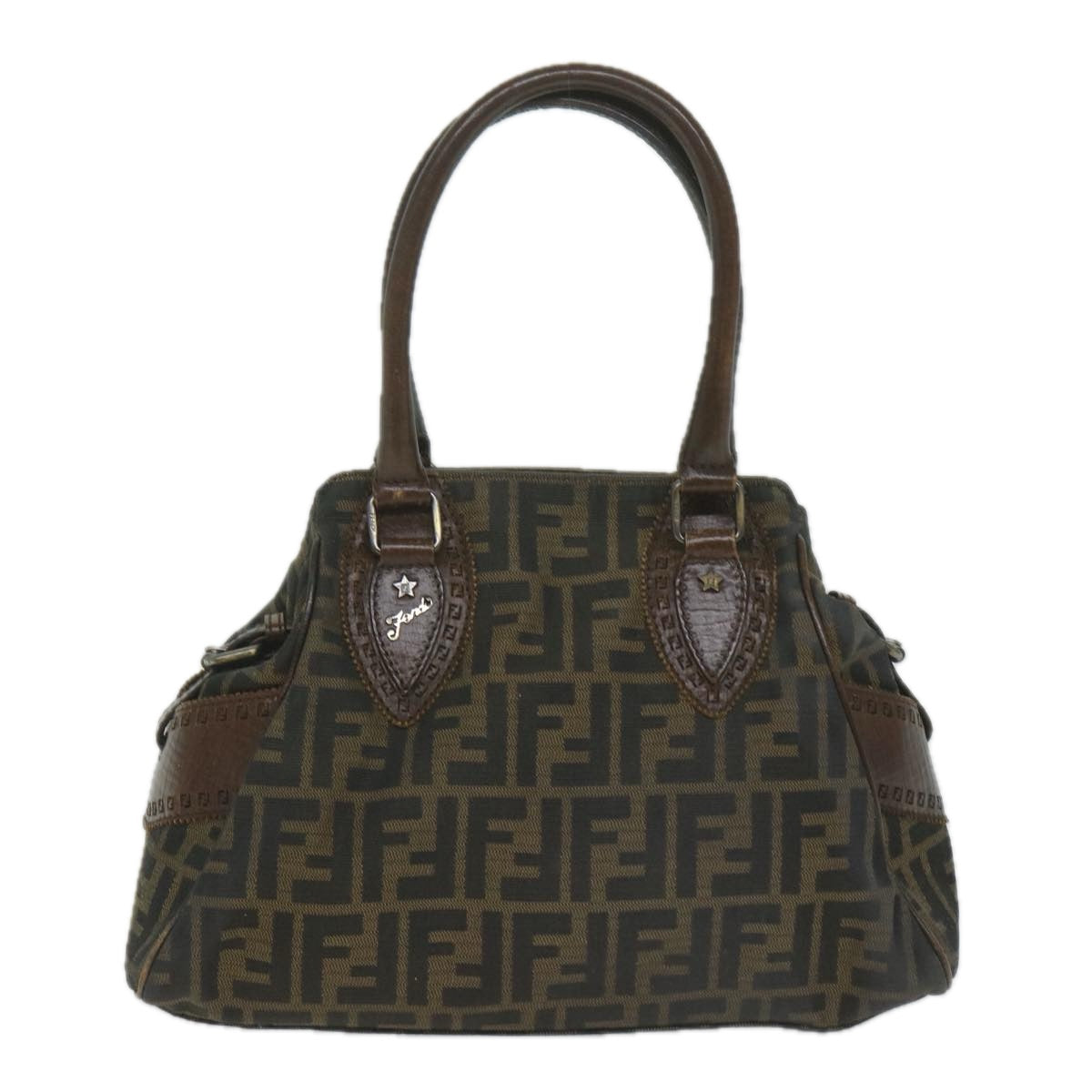 Luxury FendiZucca Canvas Hand Bag Black Brownbs10335