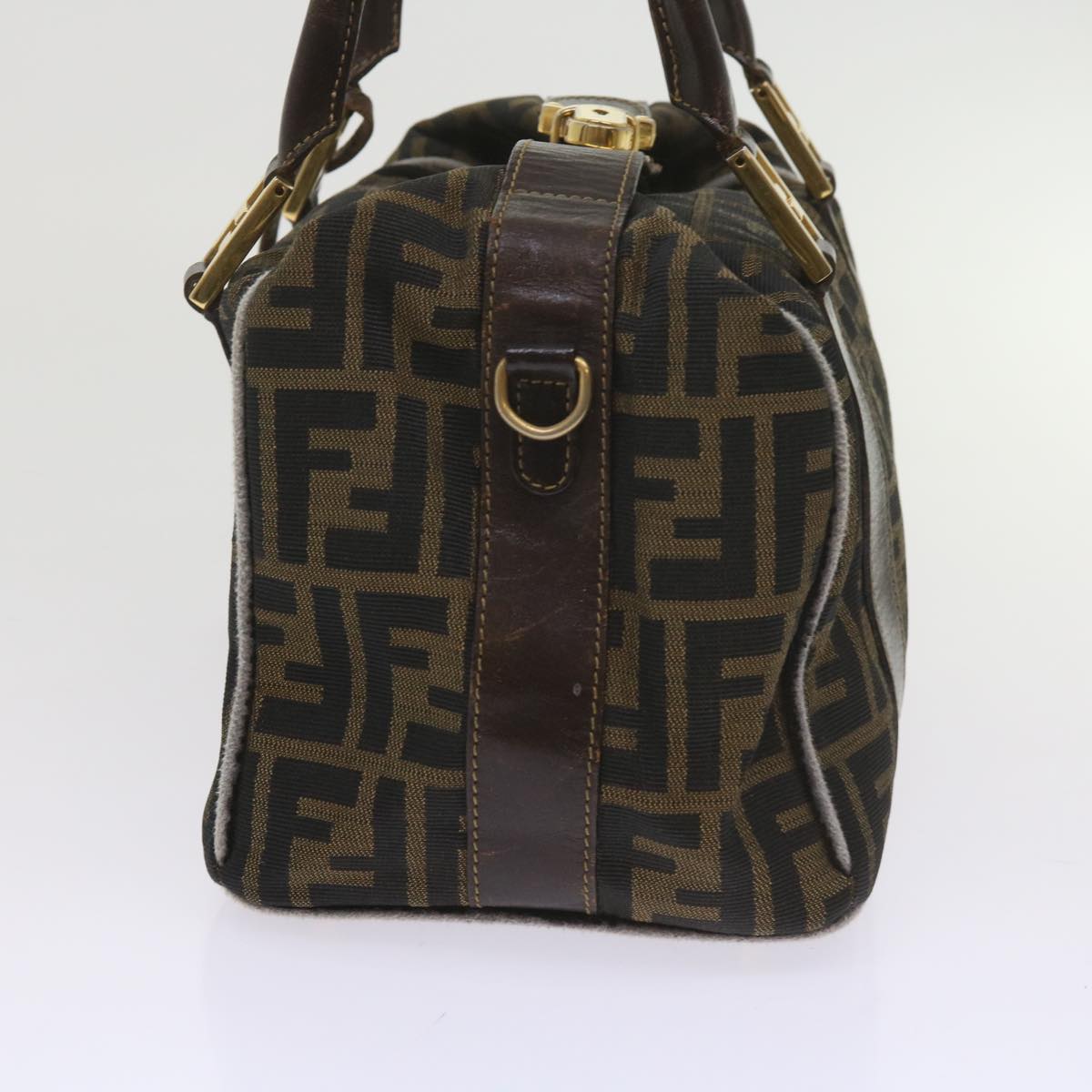 Luxury FendiZucca Canvas Hand Bag Black Brownbs10443