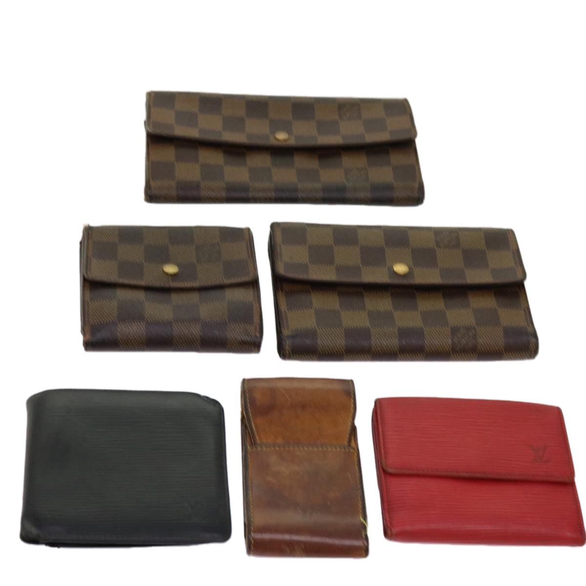 LOUIS VUITTON Damier Ebene Epi Wallet 6Set Black Red LV bs10459