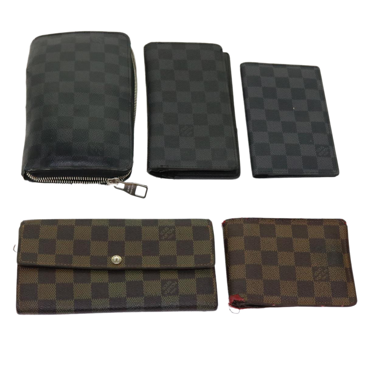 LOUIS VUITTON Damier Ebene Graphite Wallet 5Set LV bs10464