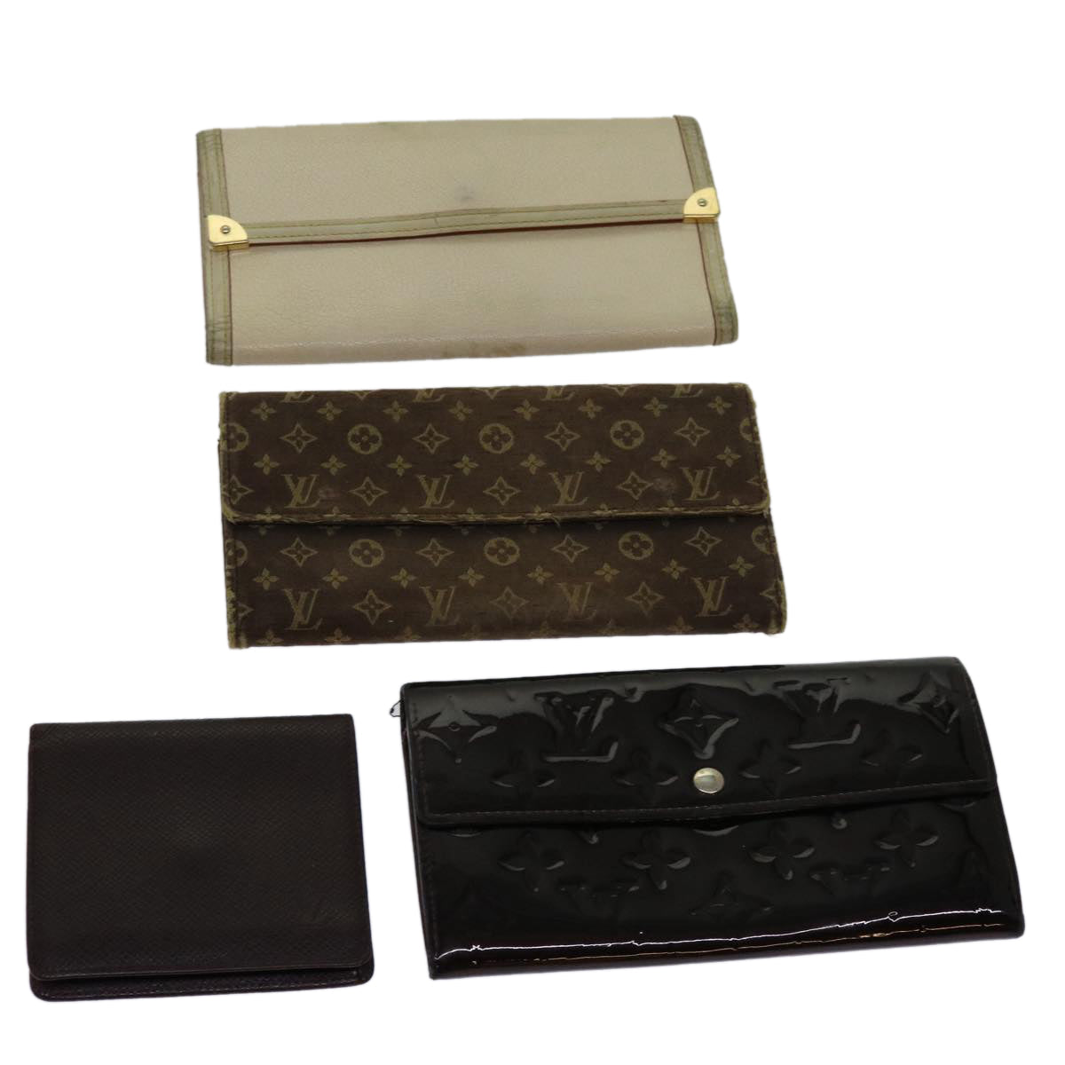 LOUIS VUITTON Monogram Vernis Mini Rin Taiga Wallet 4Set Brown LV bs10465