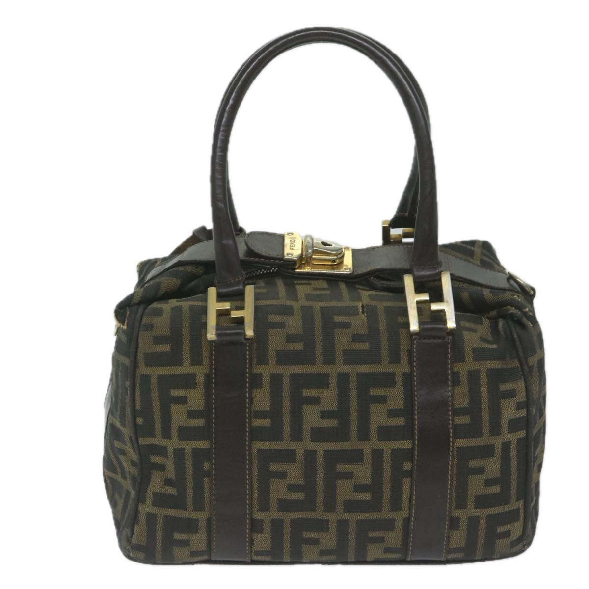 Luxury FendiZucca Canvas Hand Bag Black Brownbs10526