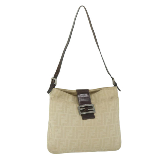 Luxury FendiZucca Canvas Mamma Baguette Shoulder Bag Beige 2348 26727 008bs10534