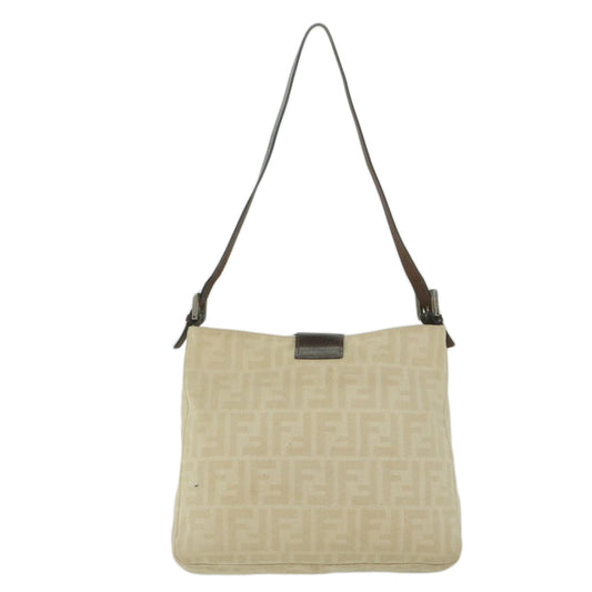 Luxury FendiZucca Canvas Mamma Baguette Shoulder Bag Beige 2348 26727 008bs10534