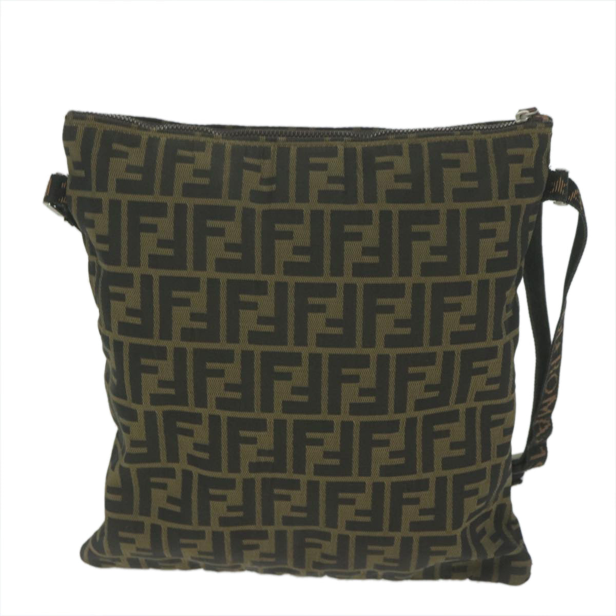 Luxury FendiZucca Canvas Shoulder Bag Black Brown 2119 26715 008bs10539