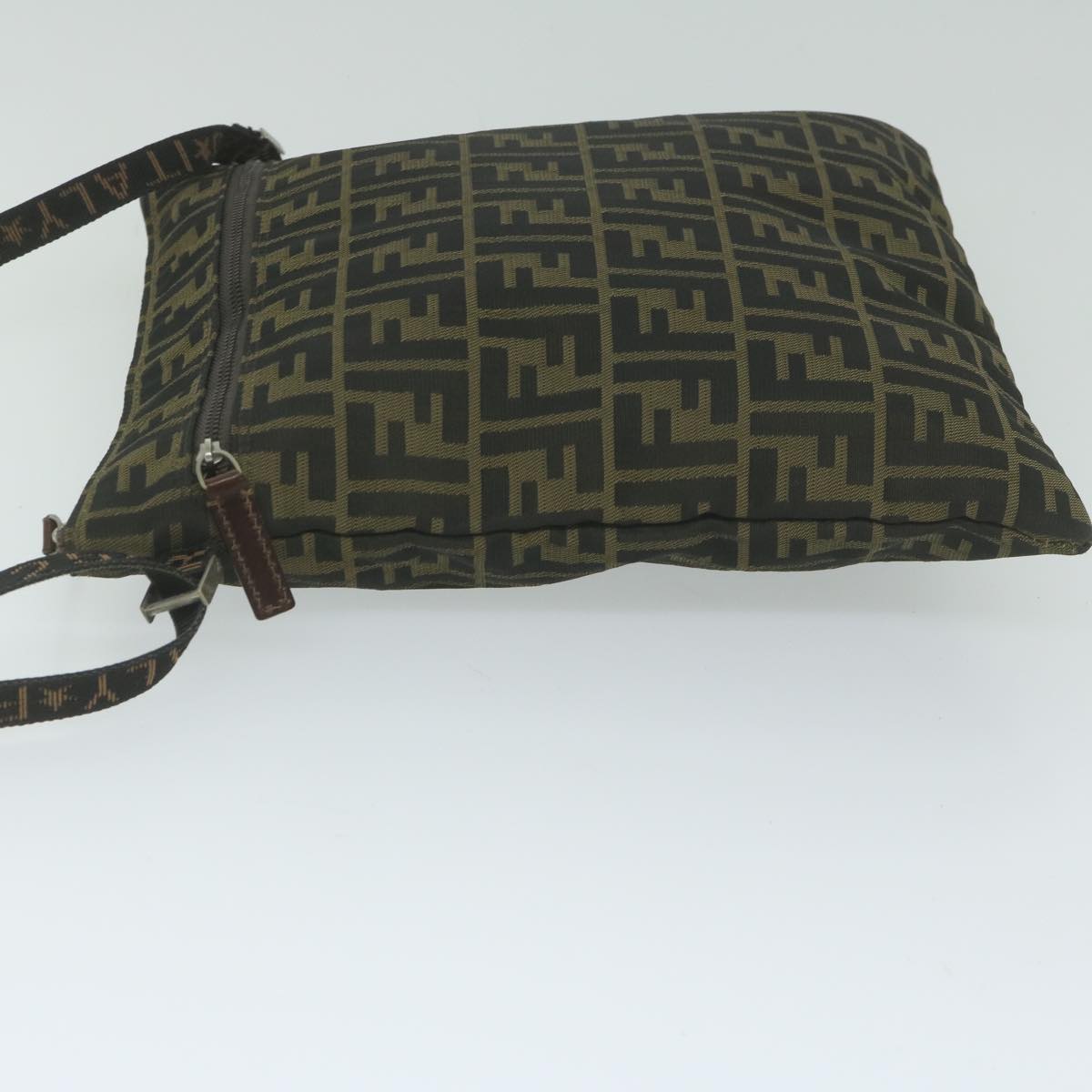 Luxury FendiZucca Canvas Shoulder Bag Black Brown 2119 26715 008bs10539