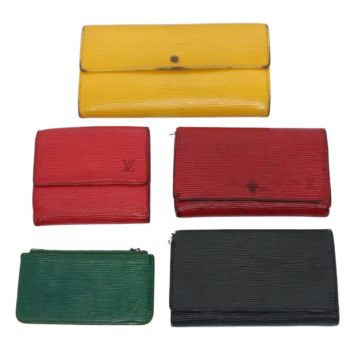 LOUIS VUITTON Epi Coin Purse Wallet 5Set Red Yellow black LV bs10656