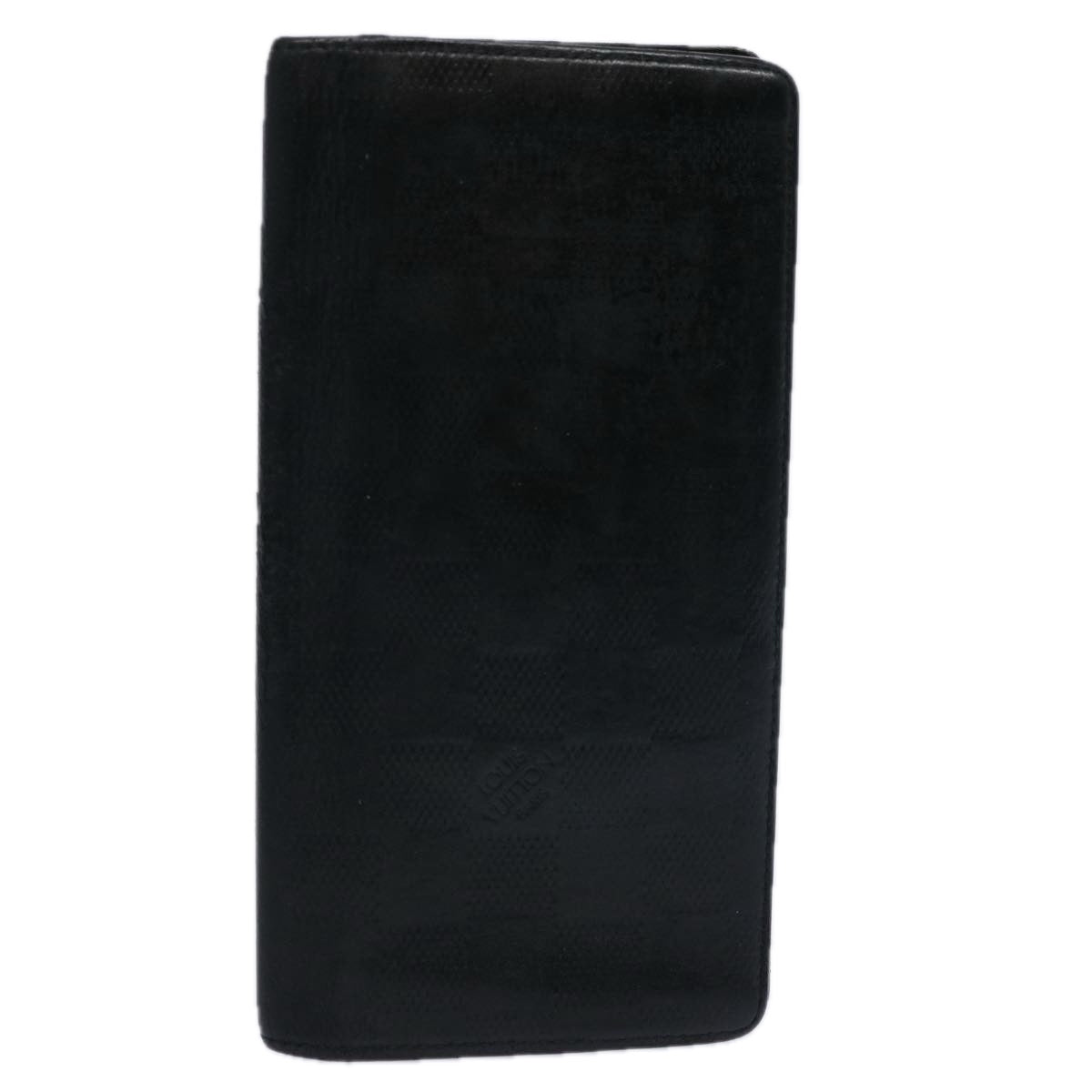LOUIS VUITTON Damier Anfini Portefeuille Brazza Wallet Black N63010 bs10718