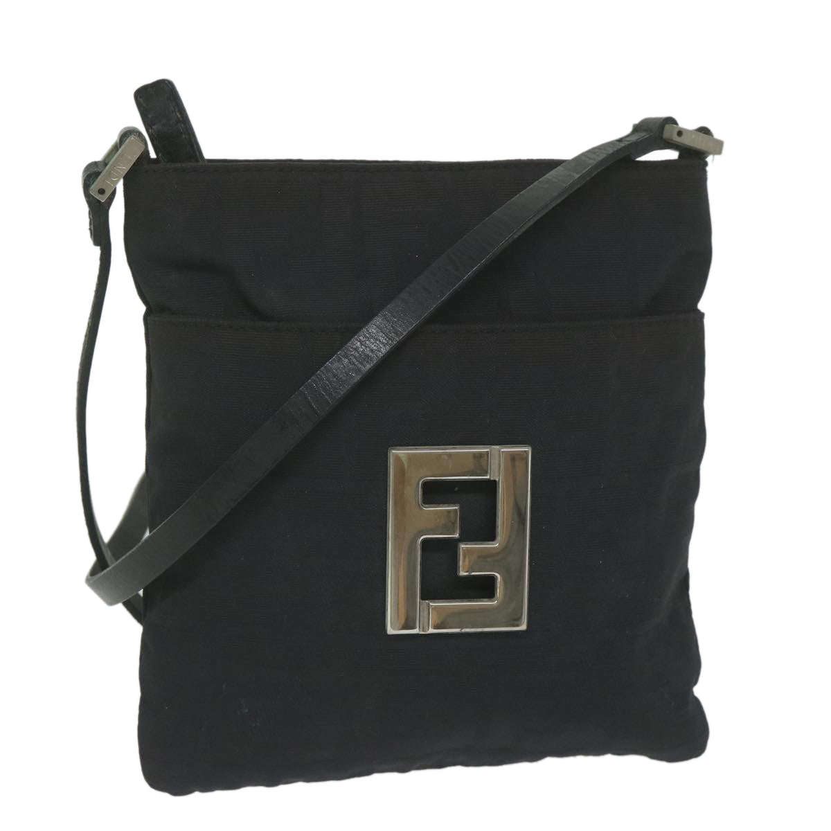 Luxury FendiZucca Canvas Shoulder Bag Blackbs10962