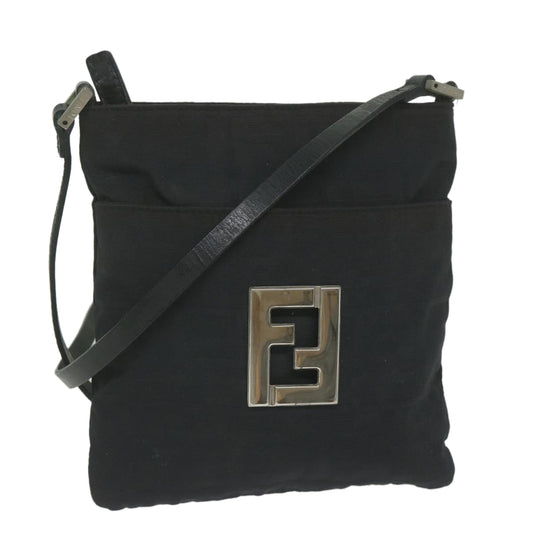 Luxury FendiZucca Canvas Shoulder Bag Blackbs10962