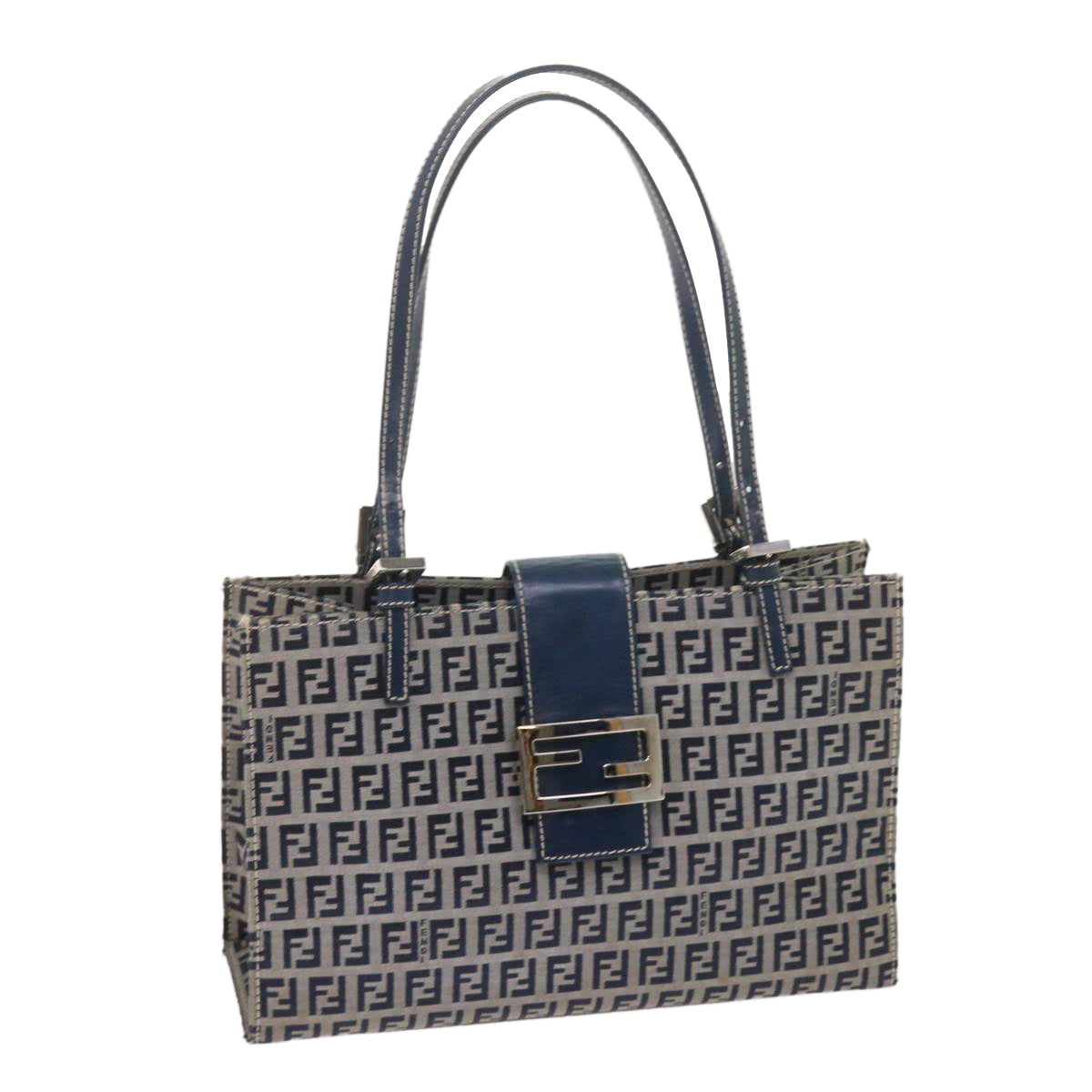 Luxury FendiZucchino Canvas Mamma Baguette Shoulder Bag Navybs11001