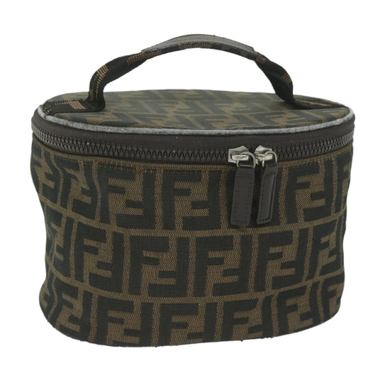 Luxury FendiZucca Canvas Vanity Cosmetic Pouch Black Brownbs11154