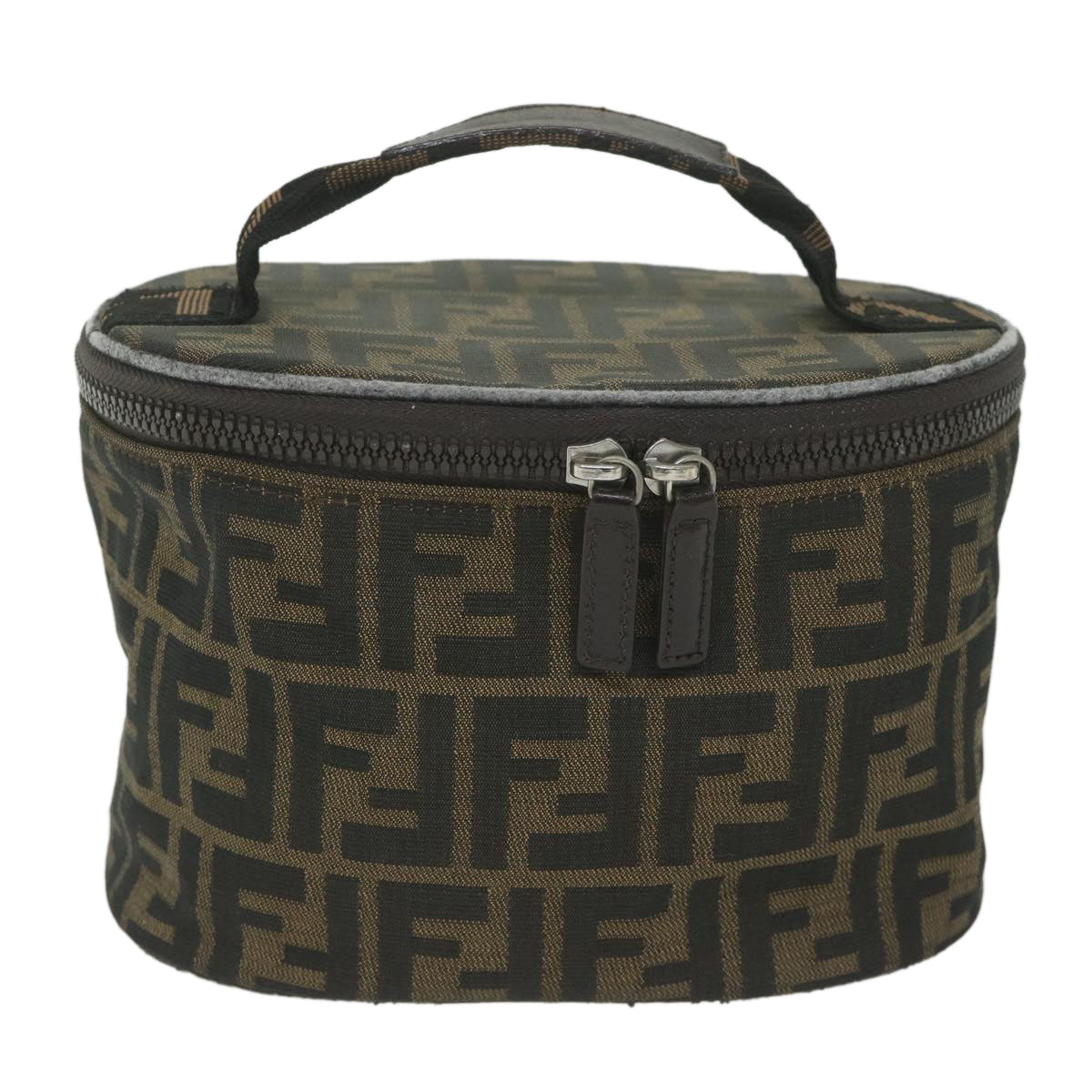 Luxury FendiZucca Canvas Vanity Cosmetic Pouch Black Brownbs11154