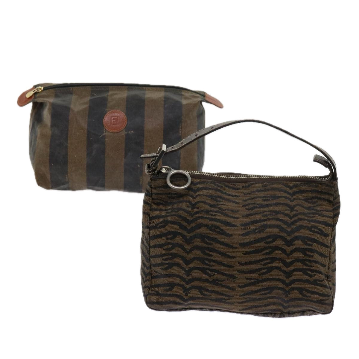 Luxury FendiPecan Canvas Pouch Hand Bag 2Set Brownbs11306