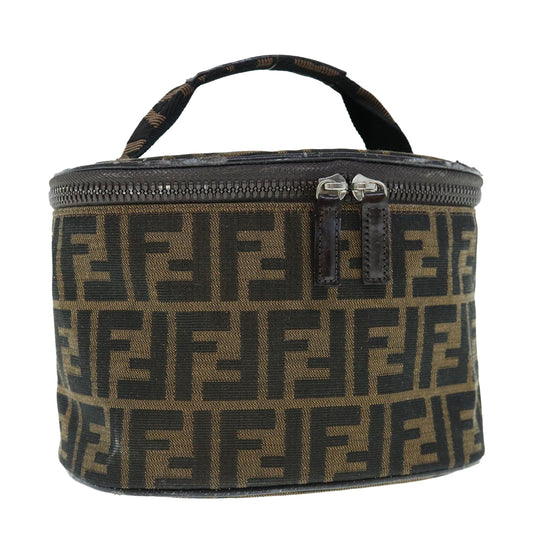 Luxury FendiZucca Canvas Vanity Pouch Brown Blackbs11466
