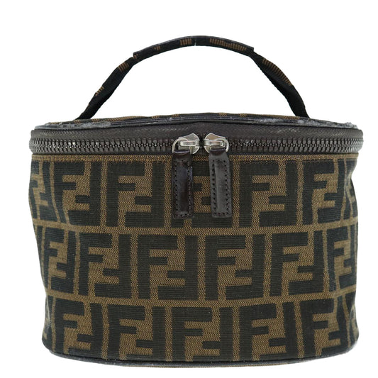 Luxury FendiZucca Canvas Vanity Pouch Brown Blackbs11466