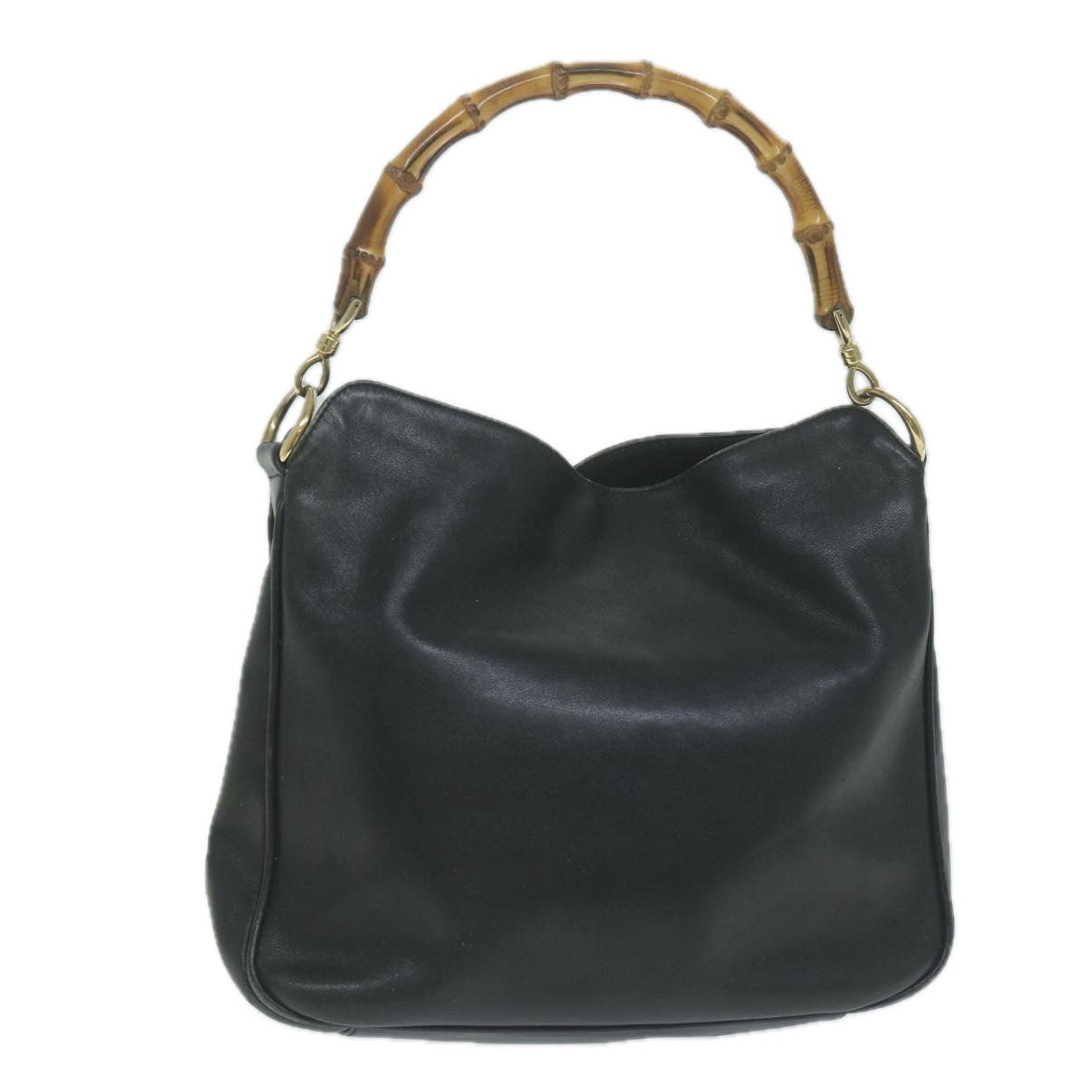 GUCCI Bamboo Shoulder Bag Leather 2way Black 001 2123 1638  bs11467