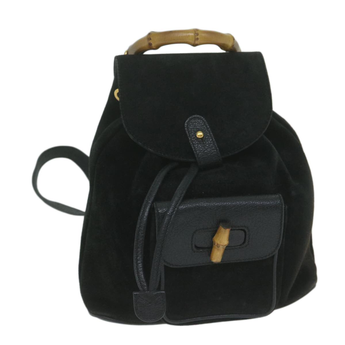 GUCCI Bamboo Backpack Suede Black 003 1956 0030  bs11486
