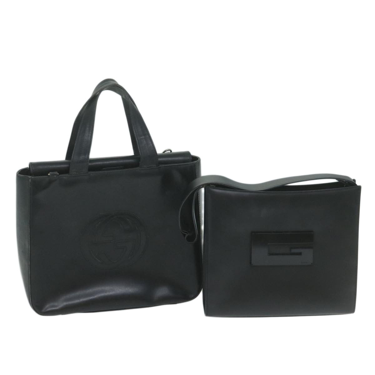 GUCCI Shoulder Bag Leather 2Set Black  bs11513