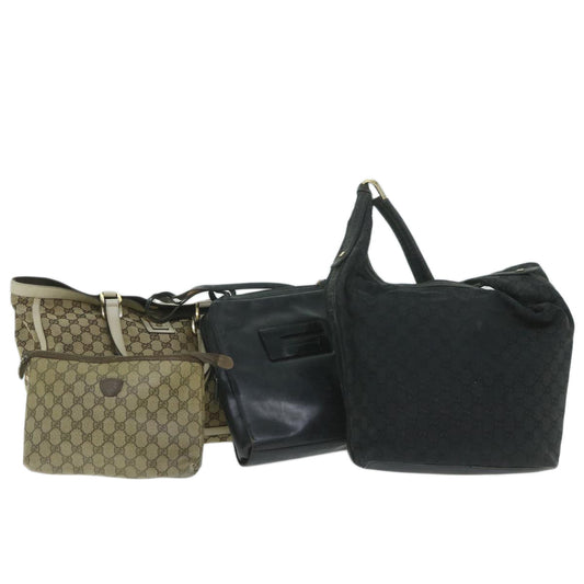 GUCCI GG Canvas Clutch Shoulder Bag 4Set Black Beige  bs11514